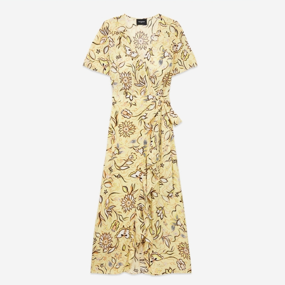 The Kooples Yellow Tiered Wrap Sundress Sz MED From The RealReal